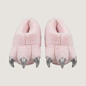 Moon Cake Womens Blush Pink Monster Claw Slippers Silver Glitter Nails Sz M 7-8